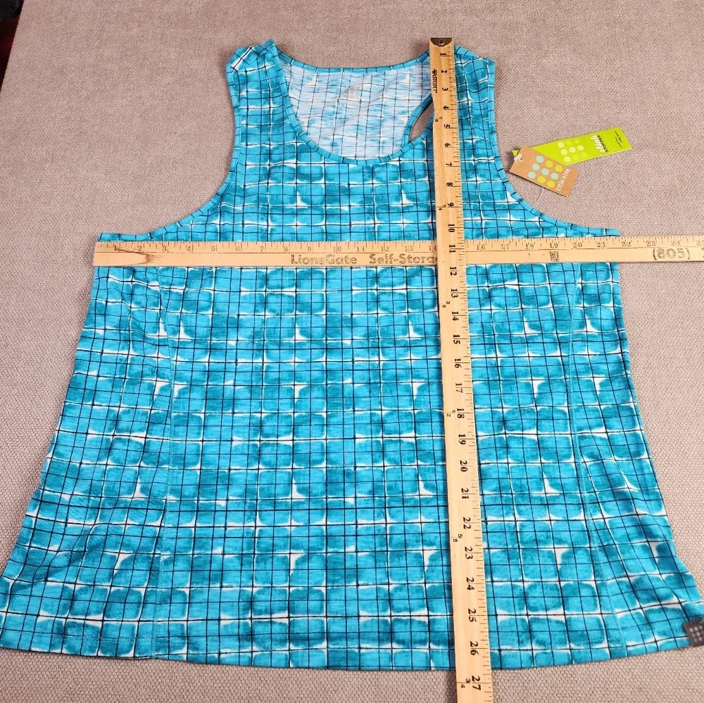 NWT Title Nine Matahari Blue Shibori Blocks Racerback Tank Size XL Stinkstopper - Picture 7 of 14
